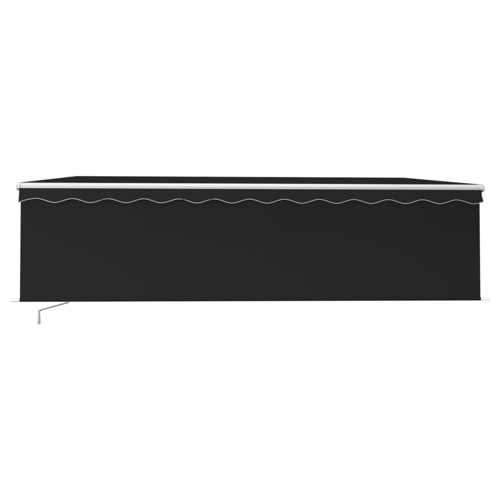 Markise Manuell Einziehbar mit Rollo 5x3 m Anthrazit