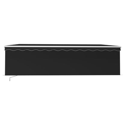 Markise Manuell Einziehbar mit Rollo & LED 5x3 m Anthrazit