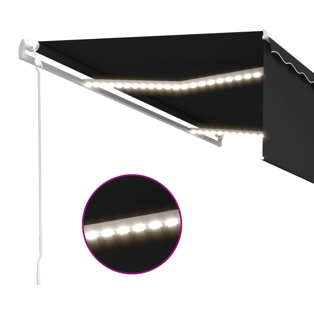 Markise Automatisch mit Rollo LED Windsensor 5x3m Anthrazit