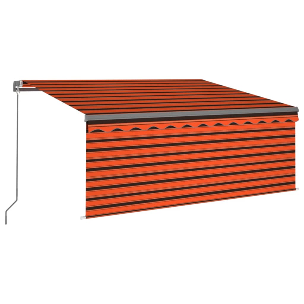 Markise Manuell Einziehbar mit Rollo & LED 3x2,5 m Orange Braun
