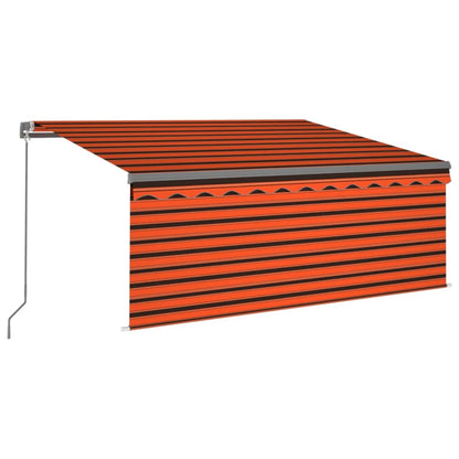 Markise Manuell Einziehbar mit Rollo & LED 3x2,5 m Orange Braun