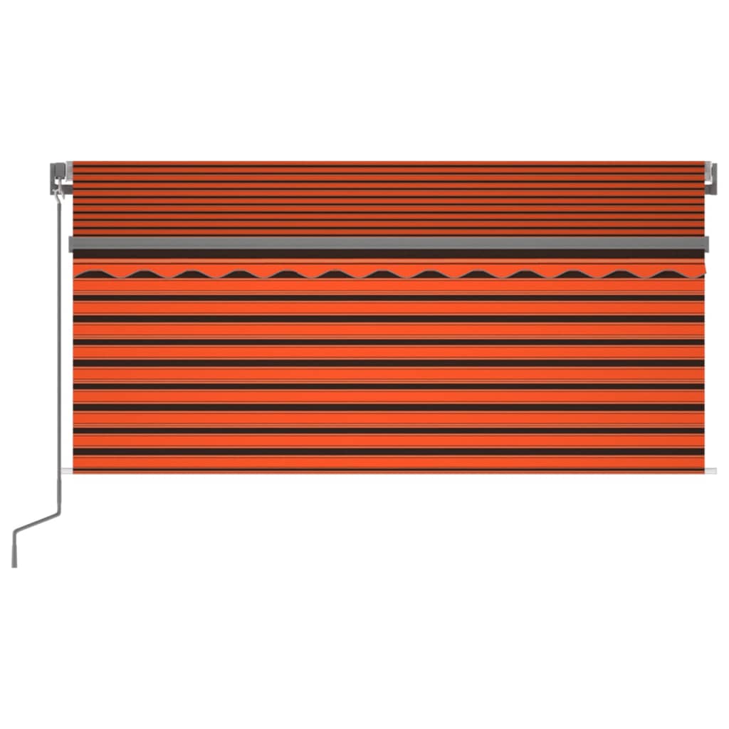 Markise Manuell Einziehbar mit Rollo & LED 3x2,5 m Orange Braun