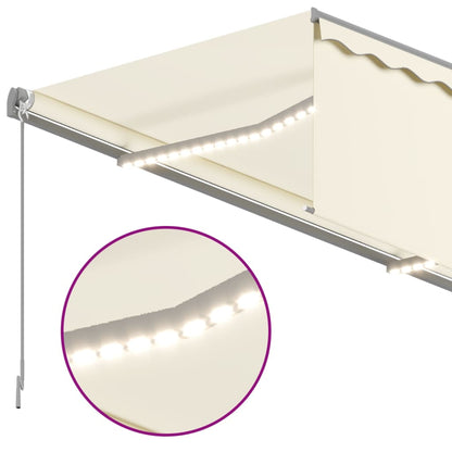 Markise Manuell Einziehbar mit Rollo LED 3,5x2,5 m Creme