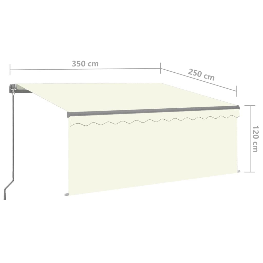 Markise Manuell Einziehbar mit Rollo LED 3,5x2,5 m Creme