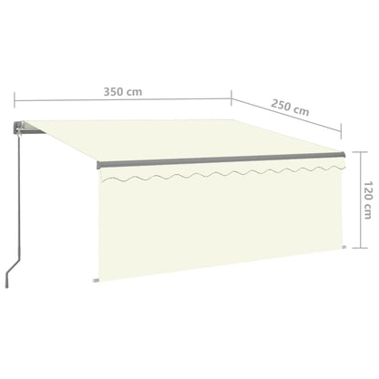 Markise Manuell Einziehbar mit Rollo LED 3,5x2,5 m Creme