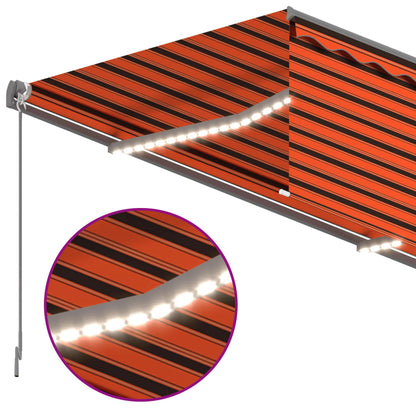 Markise Automatisch mit Rollo LED Windsensor 4x3 m Orange Braun
