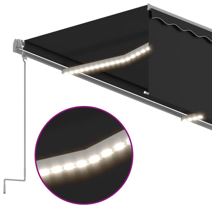Markise Manuell Einziehbar mit Rollo & LED 5x3 m Anthrazit