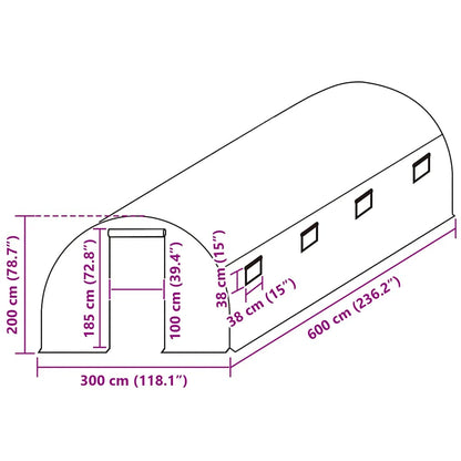 Ersatzabdeckung für Gewächshaus (18 m²) 300x600x200 cm Grün