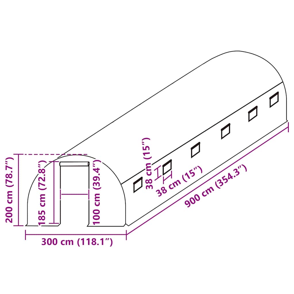 Ersatzabdeckung für Gewächshaus (27 m²) 3x9x2 m Transparent