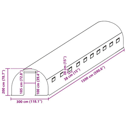 Ersatzabdeckung für Gewächshaus (45 m²) 300x1500x200 cm Grün