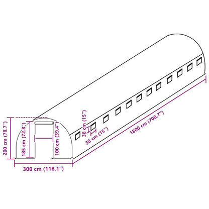 Ersatzabdeckung für Gewächshaus (54 m²) 300x1800x200 cm Grün