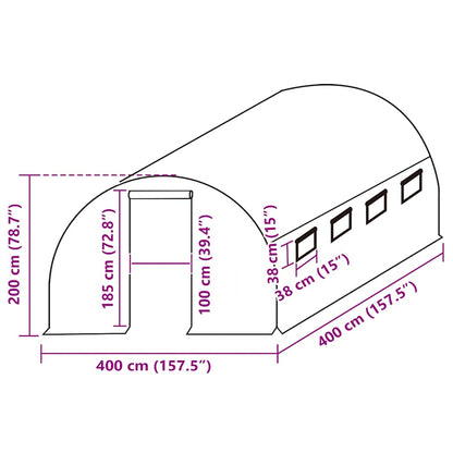 Ersatzabdeckung für Gewächshaus (16 m²) 400x400x200 cm Grün