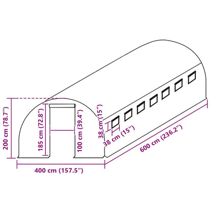 Ersatzabdeckung für Gewächshaus (24 m²) 400x600x200 cm Grün