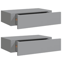 Wandregale mit Schubladen 2 Stk. Grau 40x23,5x10 cm MDF