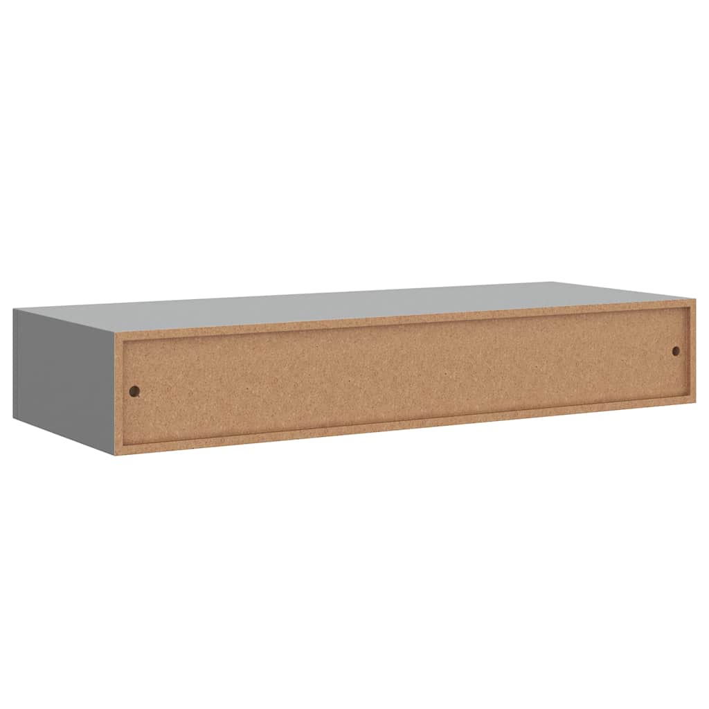 Wandregal mit Schublade Grau 60x23,5x10 cm MDF