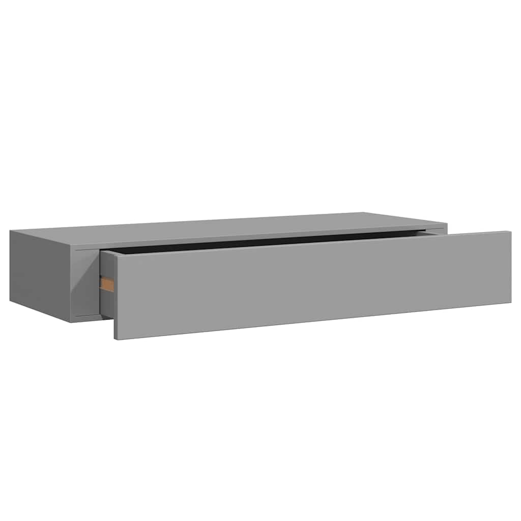 Wandregale mit Schubladen 2 Stk. Grau 60x23,5x10 cm MDF