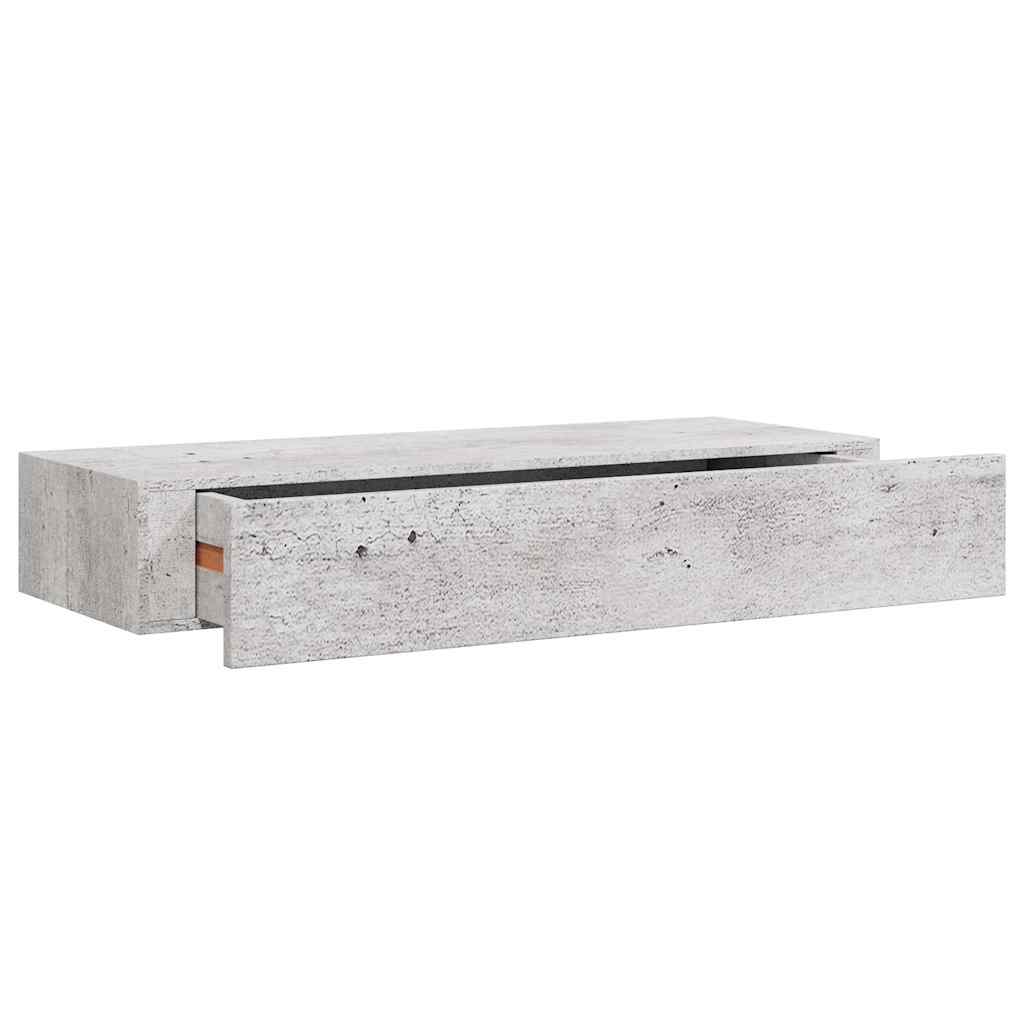 Wandregale mit Schubladen 2 Stk. Betongrau 60x23,5x10 cm MDF