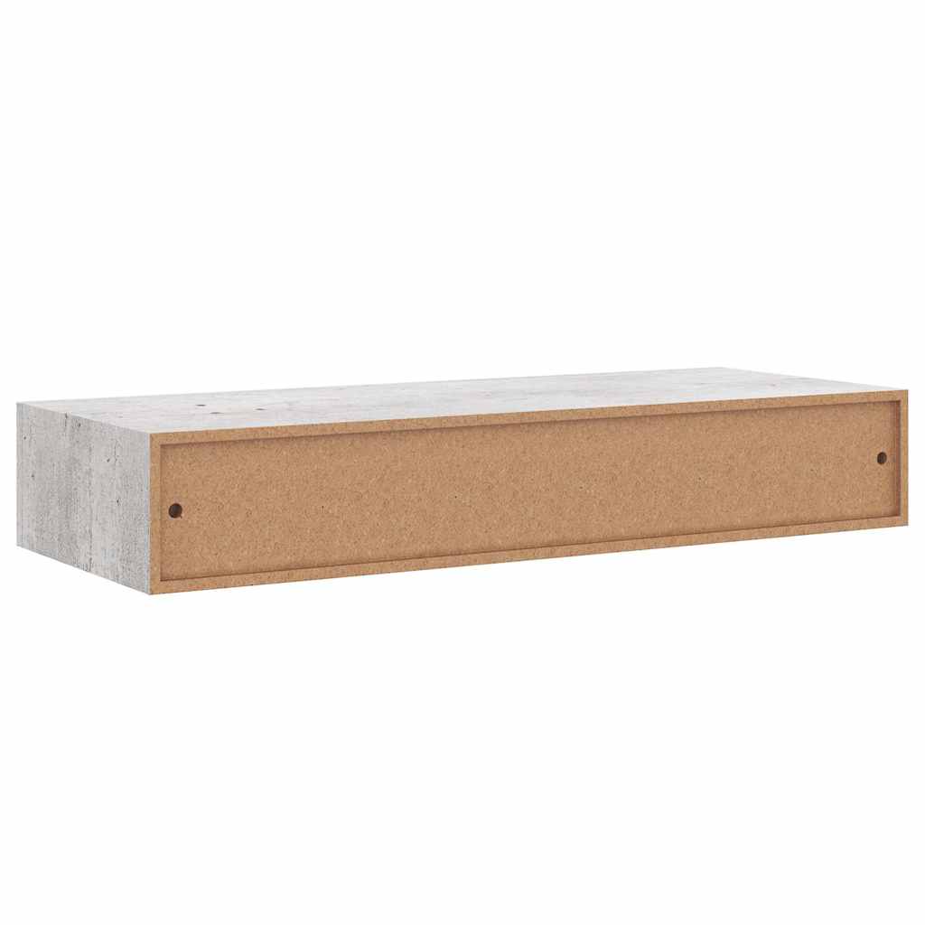 Wandregale mit Schubladen 2 Stk. Betongrau 60x23,5x10 cm MDF