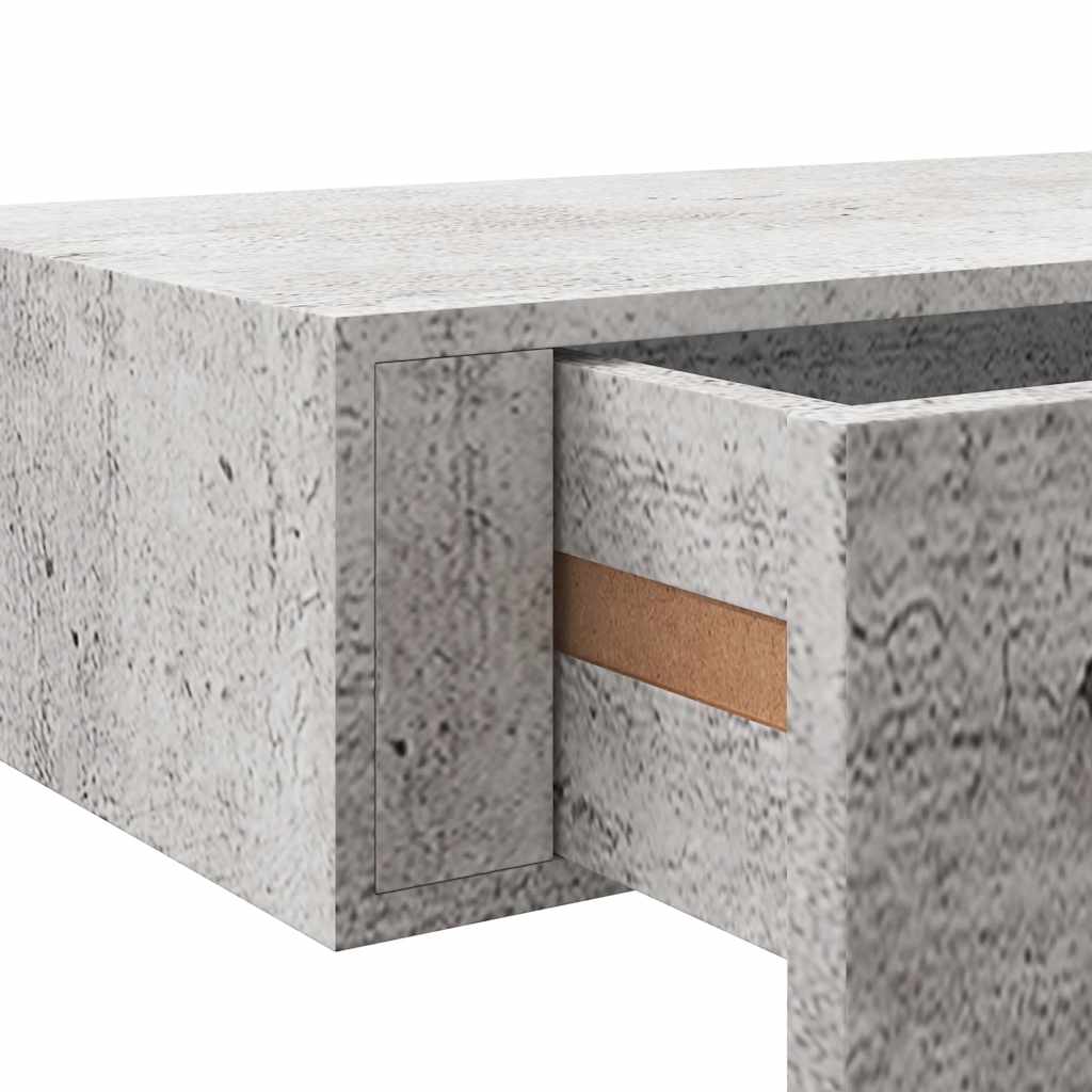Wandregale mit Schubladen 2 Stk. Betongrau 60x23,5x10 cm MDF