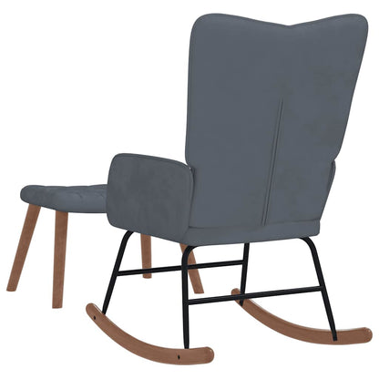 Schaukelstuhl mit Hocker Samt Dunkelgrau