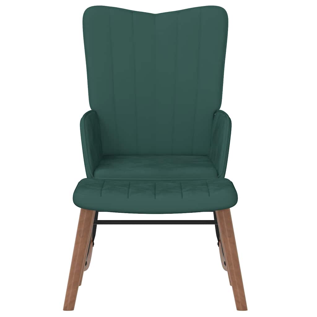 Schaukelstuhl mit Hocker Samt Dunkelgrün