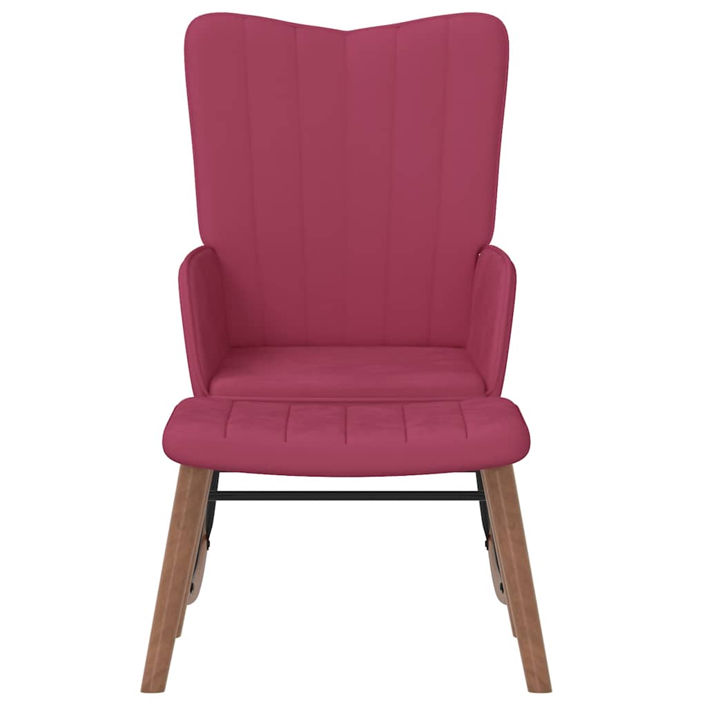 Schaukelstuhl mit Hocker Samt Weinrot