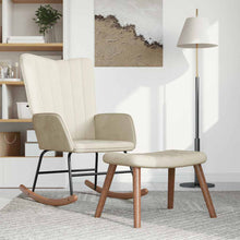 Schaukelstuhl mit Hocker Cremeweiß Samt