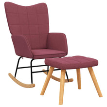 Schaukelstuhl mit Hocker Stoff Weinrot