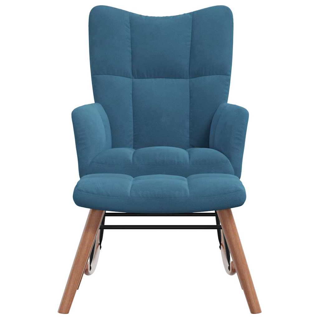 Schaukelstuhl mit Hocker Blauer Samt