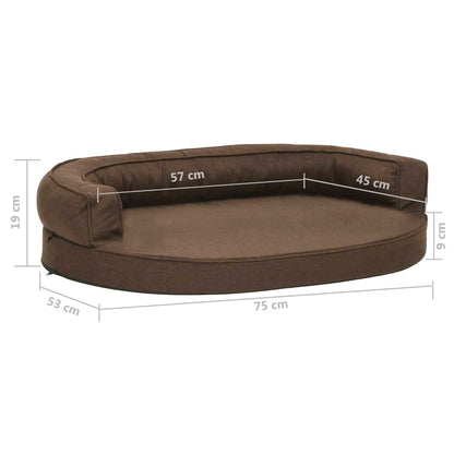 Hundematratze Ergonomisch 75x53 cm Leinenoptik Braun