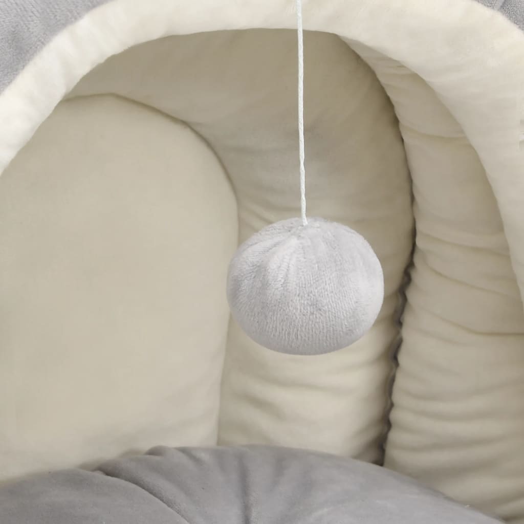 Katzenbett 50x50x45 cm Grau und Creme