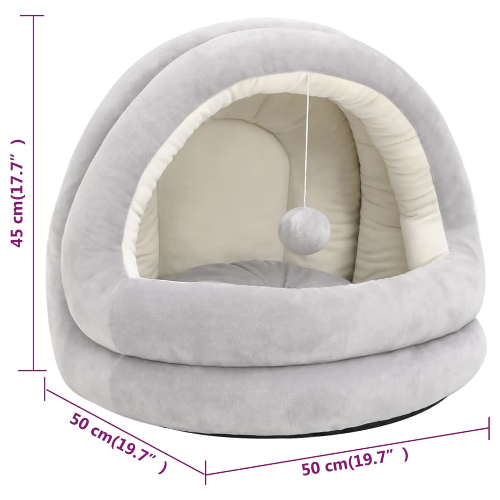 Katzenbett 50x50x45 cm Grau und Creme
