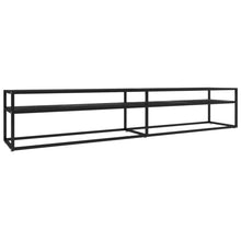 TV-Schrank Schwarz Marmor-Optik 220x40x40,5 cm Hartglas