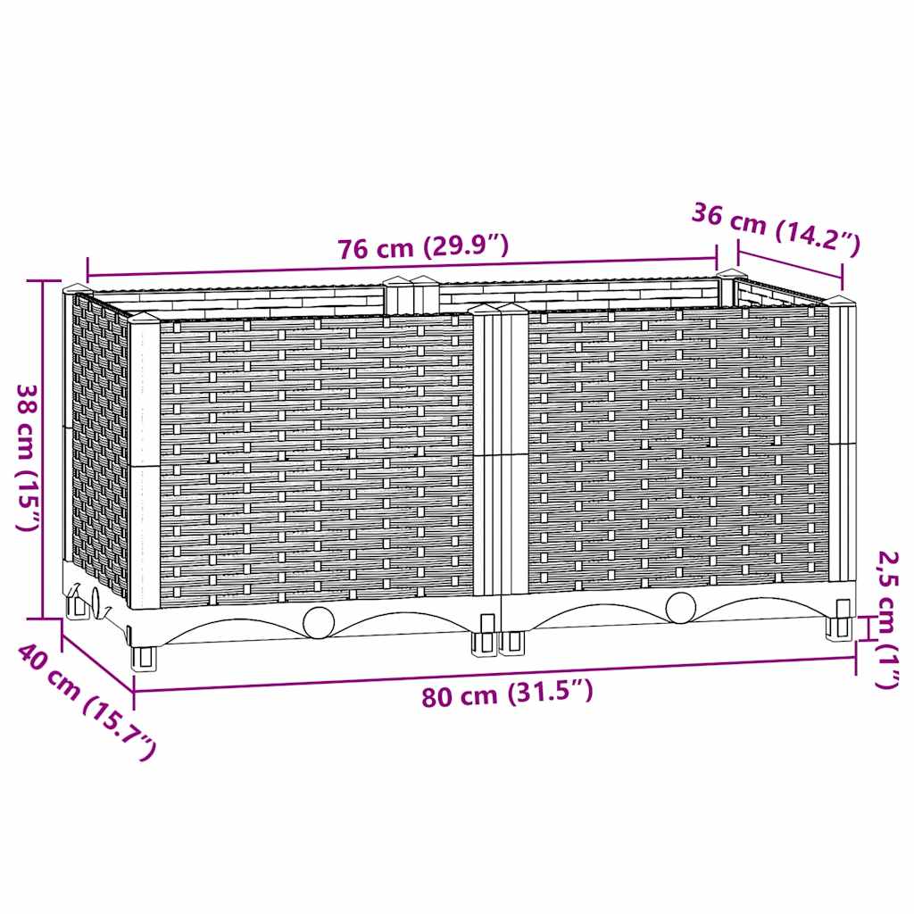 Hochbeet 80x40x38 cm Polypropylen