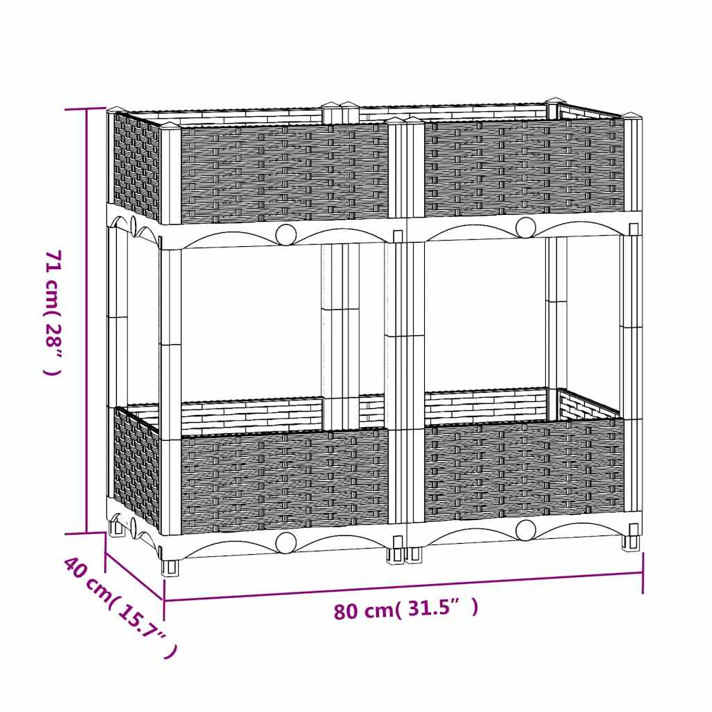 Hochbeet 80x40x71 cm Polypropylen