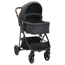 2-in-1 Kinderwagen Anthrazit und Schwarz Stahl