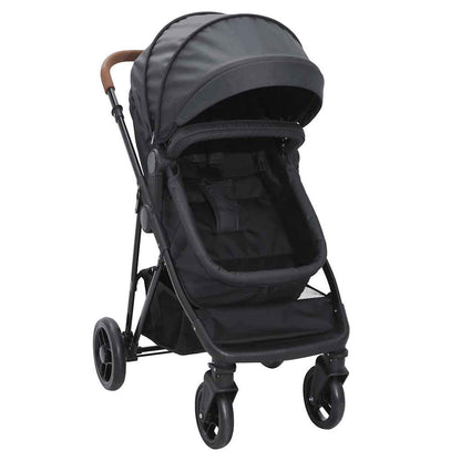 2-in-1 Kinderwagen Anthrazit und Schwarz Stahl
