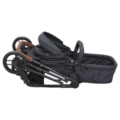 2-in-1 Kinderwagen Anthrazit und Schwarz Stahl