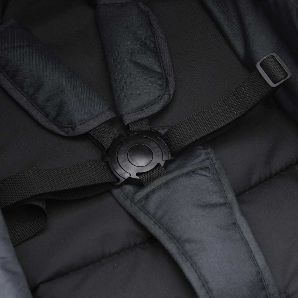 2-in-1 Kinderwagen Anthrazit und Schwarz Stahl