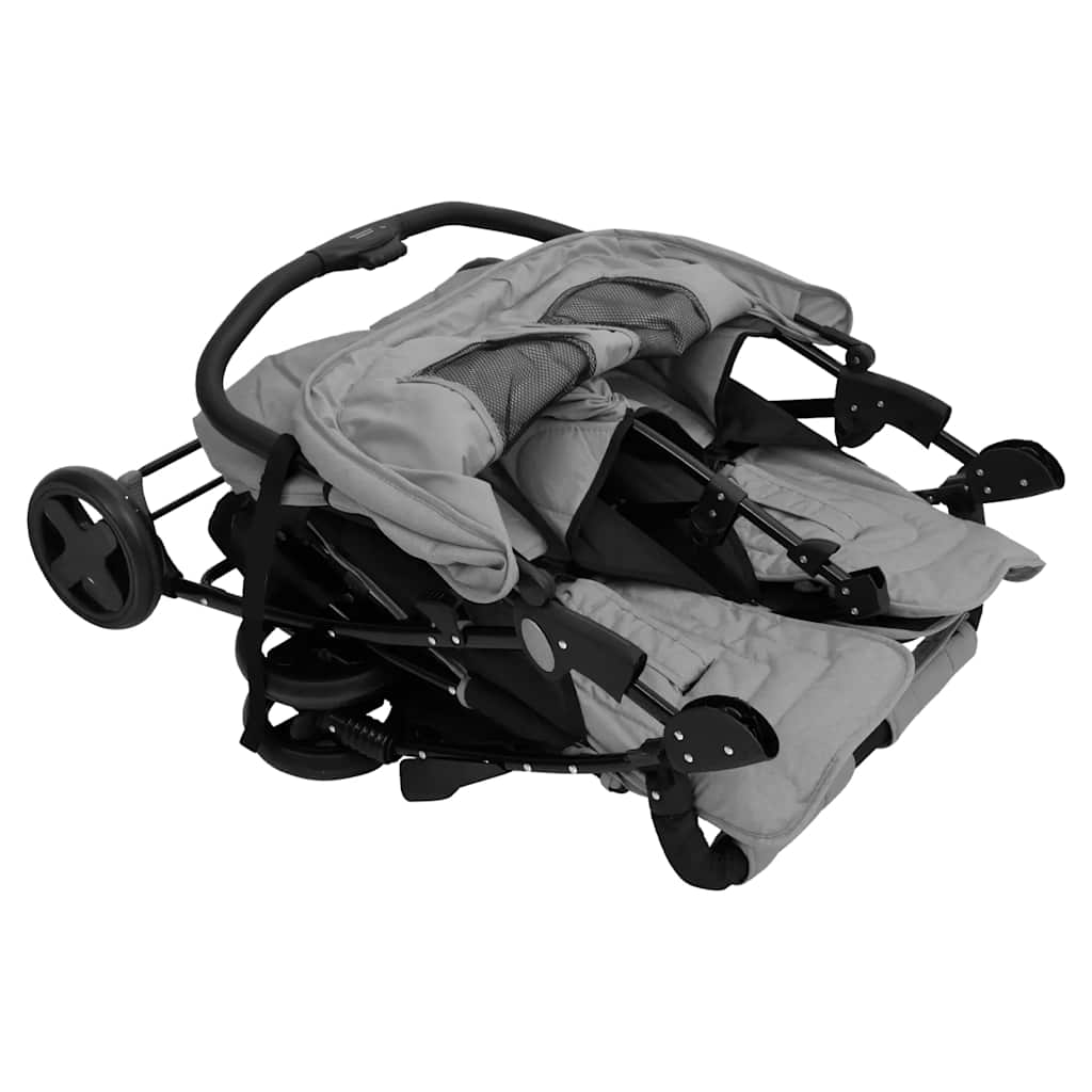 Zwillingskinderwagen Hellgrau Stahl