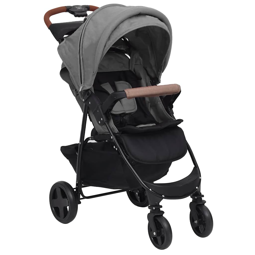 3-in-1 Kinderwagen Hellgrau Stahl