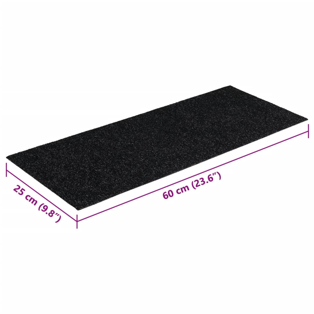 Stufenmatten Selbstklebend 15 Stk. 60x25 cm Schwarz Rechteckig