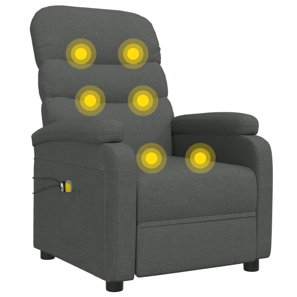 Massagesessel Elektrisch Dunkelgrau Stoff