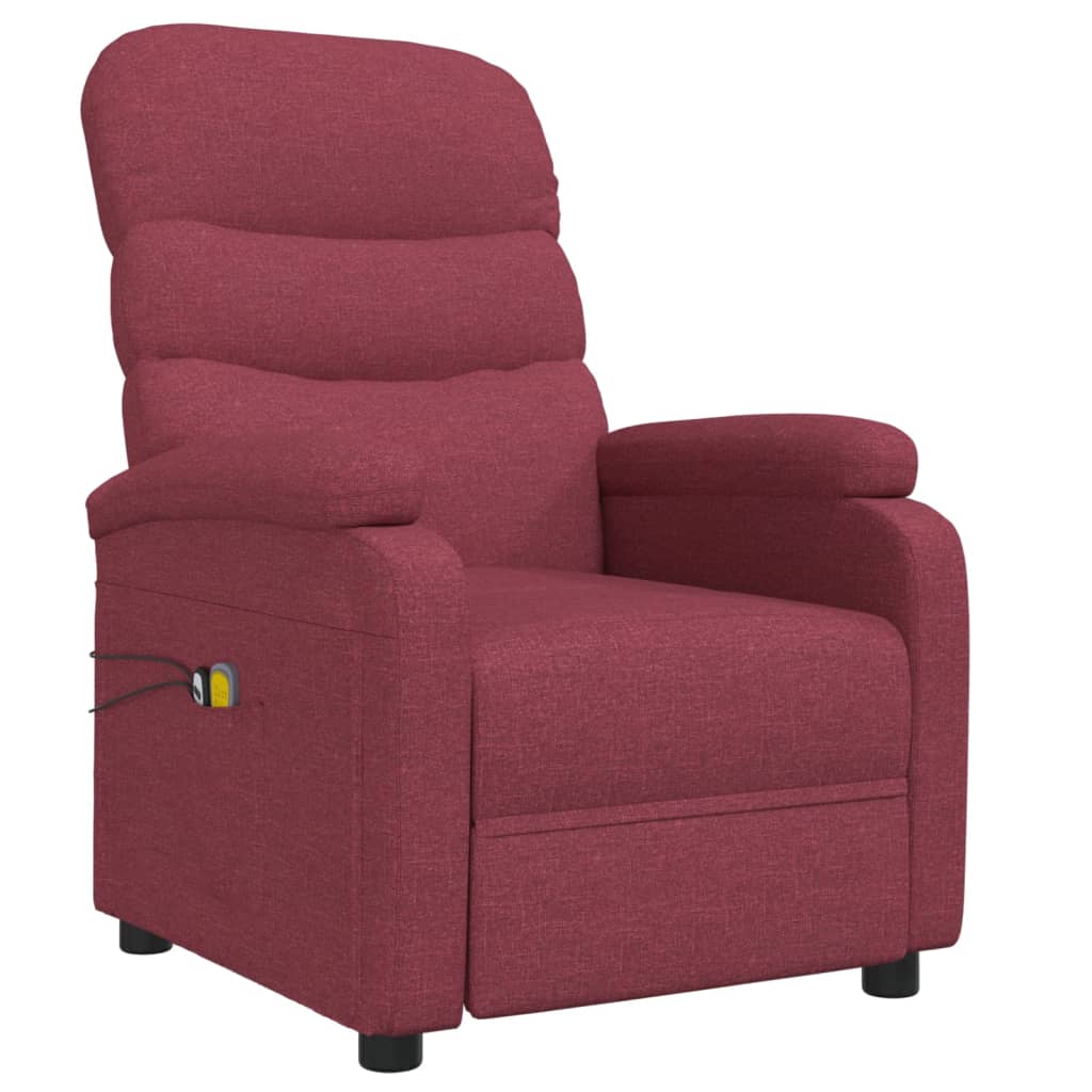 Massagesessel Elektrisch Weinrot Stoff