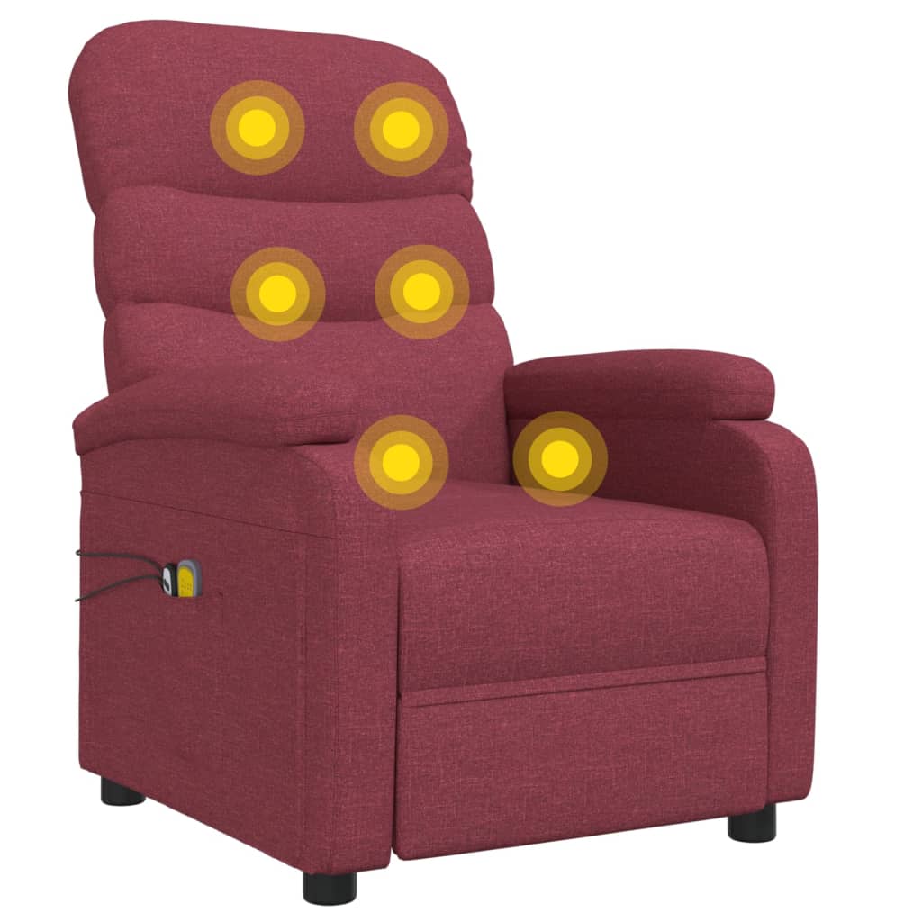 Massagesessel Elektrisch Weinrot Stoff