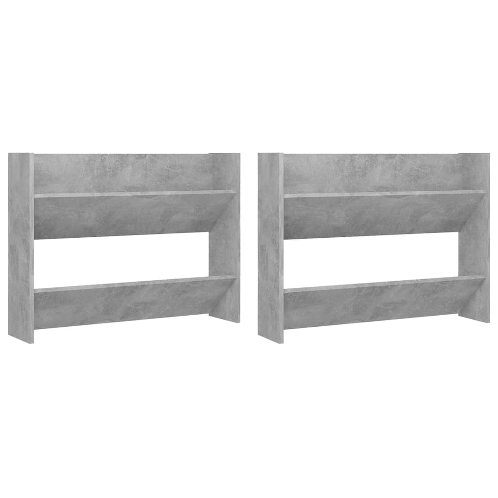 Wand-Schuhschränke 2 Stk. Betongrau 80x18x60 cm Holzwerkstoff