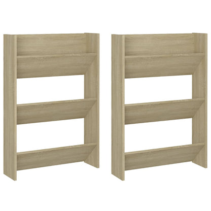 Wand-Schuhschränke 2 Stk. Sonoma-Eiche 60x18x90cm Holzwerkstoff