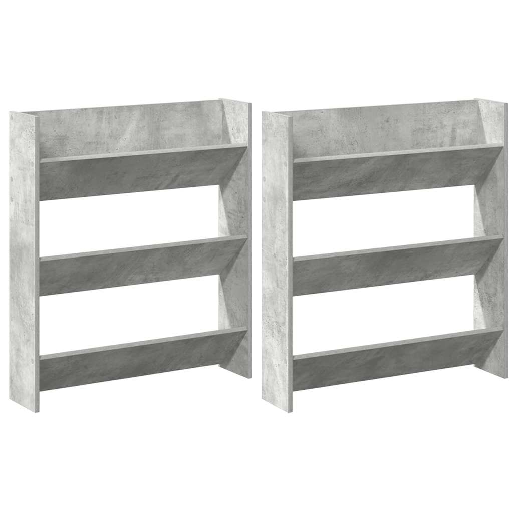 Wand-Schuhschränke 2 Stk. Betongrau 80x18x90 cm Holzwerkstoff
