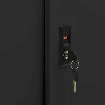 Büroschrank mit Schiebetür Schwarz 90x40x90 cm Stahl