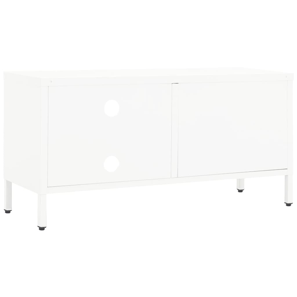 TV-Schrank Weiß 90x30x44 cm Stahl und Glas